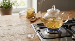 fresh ginger tea recipe simmered on stovetop